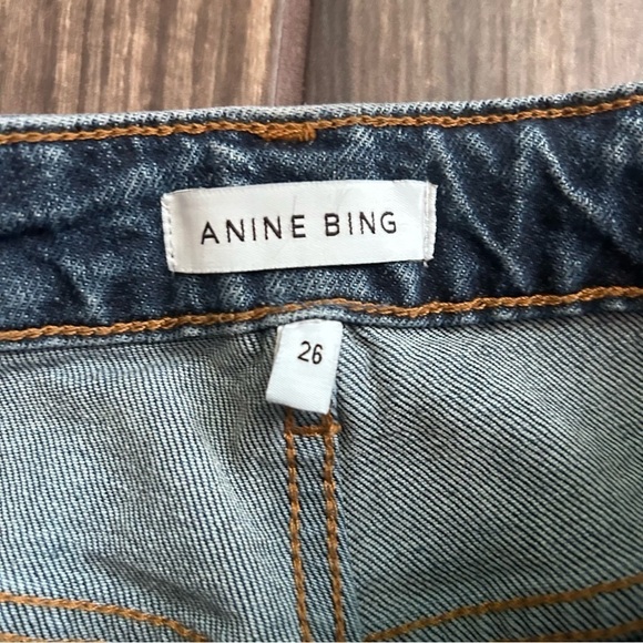 Anine Bing Lara High Waisted Kick Flare Ankle Jeans in Medium Wash Sz 26 - Picture 8 of 10
